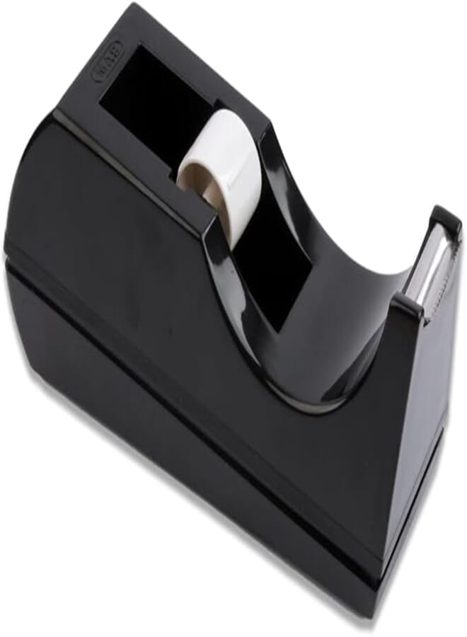 MAS 740 Medium Black Sellotape Cutter, Compact, Durable Tool for Office, School, and Creative Taping Tasks
